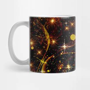 Sparkly seasonal lights with golden stars Mug